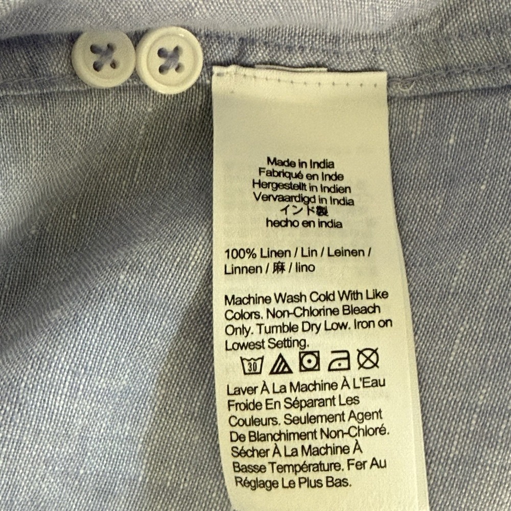 J.Crew Baird McNutt Irish Linen Long Sleeve Shirt Blue Slim Fit Women's 4 Petite - Picture 13 of 13